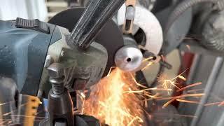 Angle grinder as a parting tool on a lathe.