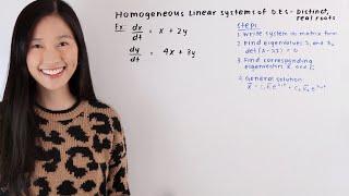 Homogeneous Linear Systems of Differential Equations - Distinct, Real Roots | Math with Janine