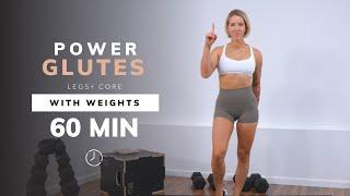 1 Hour STRONG LEGS GLUTES + CORE with DUMBBELLS | Strength & Muscle