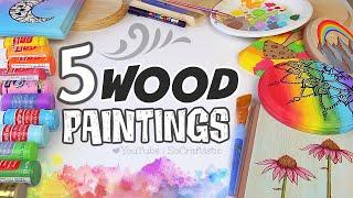 PAINTING ON WOOD - 5 Easy Art Design Ideas with Acrylic Paint