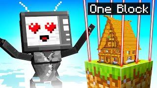 TV WOMAN vs MOST SECURE ONE BLOCK HOUSE in MINECRAFT!