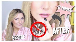 HOW TO FAKE LIP FILLERS WITH MAKEUP IN 2022 (11 TRICKS on ACTUAL THIN lips!) #makeuphacks #liphacks