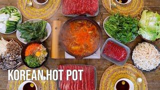 Hot Pot Recipe How to Korean Hot Pot at Home Deungchon Kalguksu Shabu Shabu & Fried Rice at the End!