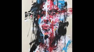 abstract portrait on kraft paper -full painting