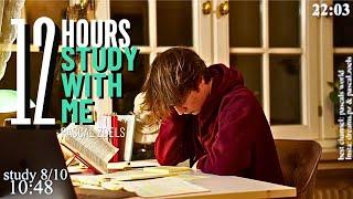 LIVE | 12-HOUR study with me (Part2) rain sounds & pomodoro timer 60 & 10