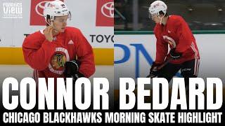 Following Connor Bedard at Chicago Blackhawks Morning Skate | Connor Bedard Rookie Season Highlight