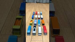 16 Various Bus Toy Cars Lining Up! Which Type of Bus Do You Like?