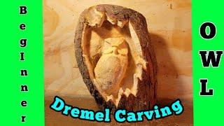 Beginner Dremel Carving an Owl in a deep nook & Fixing a broken Dremel flex shaft. Part 1