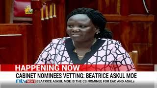 Beatrice Askul gives a brief introduction during her EAC Affairs CS vetting