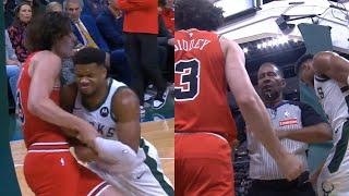 Giannis Antetokounmpo shoves Josh Giddey after foul and gets tech 