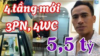 Bán nhà Bình Thạnh; hẻm thông cách xe hơi 20m. Xây mới 4 tầng 5,55 tỷ.