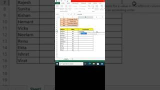 Vlookup with name (Interview Question) Must watch #excel #shorts #short #video #viralshorts