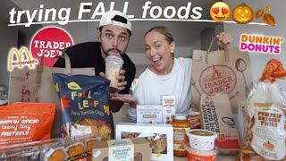 Taste Testing FALL FLAVOURED Food.. WOW! Trader Joes, McDonalds, Dunkin Donuts!