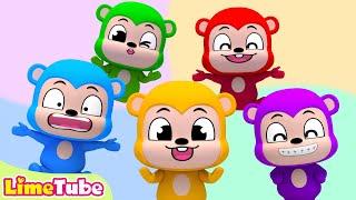 Five Little Monkeys Jumping On The Bed música colorida Learn Sing A Song! Infantil Nursery Rhymes