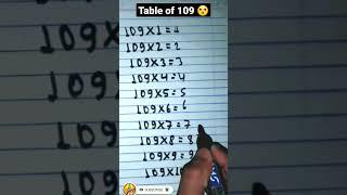 109 ka table  _ table of 109 with trick_math magic000#shorts #viral