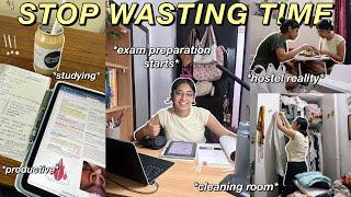 i wasted time so let's be productive!️ exam preparation starts, deep cleaning, *hostel exposed*