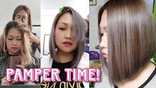 PAMPER TIME｜BOBCUT｜SEMIDELINO TREATMENT｜HAIR COLOR ASH GREY #GoddessPraviaSalon #JoeyOng #Tondo