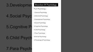 Branches Of Psychology (Pure Psychology) #medical #shorts #psychology