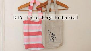 DIY Aesthetic tote bag tutorial  (hand sew + easy)  || A e s L i f e