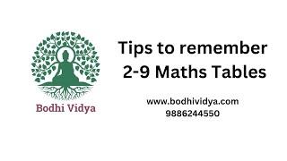 Tips to remember 2-9 Maths tables