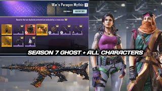 Mythic Ghost Luckydraw Rewards | Season 7 All Free & Paid Characters | S Battle pass Characters Codm