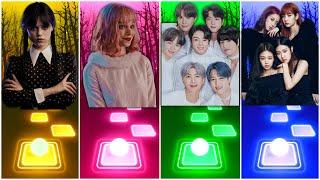 WEDNSEDAY vs EMMA MYERS vs BTS vs BLACKPINK Tiles Hop EDM Rush