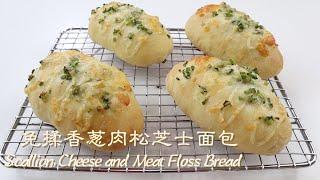 No-Knead Scallion Cheese and Meat Floss Bread