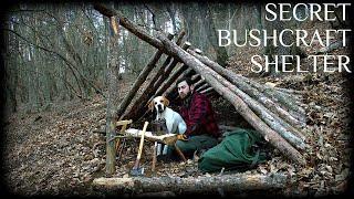 SECRET BUSHCRAFT SHELTER HIDDEN UNDERGROUND - S2 E1 - DIY Shovel , Cooking Salmon Steak - HD Video
