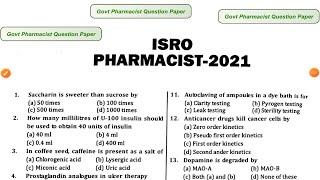 ISRO Pharmacist Question Paper with Solution | ISRO Pharmacist Exam Preparation | Part 2