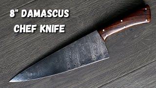 Making an 8” Damascus Chef Knife (FULL KNIFE BUILD) | Forging, Heat Treat, Sharpening