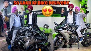 Papa ji ke sath li Kawasaki H2 ki Delivery  or unka Reaction OMG 