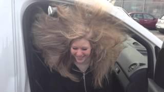 Subwoofer Hair Tricks. Blonde Girl Basshead Hair Trick.