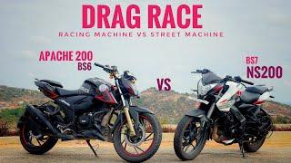 Bs7 NS200 vs RTR Apache 2004v Drag Race In Telugu #bs7 #ns200 #apache #dragrace