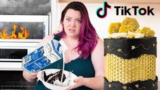 ONLY using TikTok HACKS to decorate an ENTIRE CAKE! Pt2