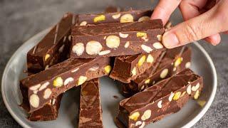 Quick, easy Chocolate Nougat for holidays and Christmas ! Surprise your family with this Nougat!