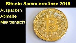 Bitcoin Sammlermünze 24K vergoldet 2018 - Auspacken Abmaße Makroansicht