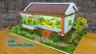 Peaceful life with fish tank house and green plants