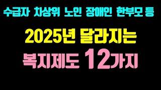 2025년 달라지는 복지정책 12가지 / 기초수급자, 차상위, 노인, 장애인, 한부모, 저소득, 취약계층 확인하세요.