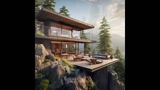 Modern wooden houses on the cliffs