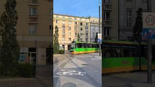 POZNAN | City tram  on Plac Wolności square  - 4K  #trams