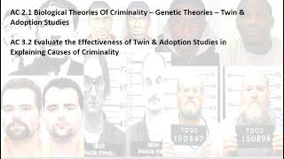 ACs 2.1 & 3.2 - Biological Theories - Genetic Theories - Twin & Adoption Studies - (Updated 2022)