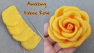 DIY: How to make an adorable fabric rose flower in just few minutes! | How to make kapde ka flower