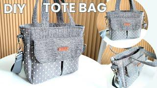 How To Make Tote Bag With Pockets | DIY Tote Bag With Zipper and Pockets