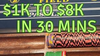 $1k to $8k+ in just 30 minutes! amazing rolls at craps. and watch the big save at the end #craps