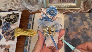 ASMR Session: Collage Page with A Butterfly Pocket & a Blue Rose Bouquet #thegingerbreadprints