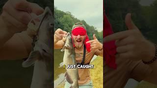 Catching Fish While Blindfolded CHALLENGE   #shorts #fishing