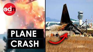 Horrifying Moment Jeju Air Plane Crashes in South Korea