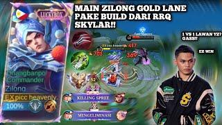 NYOBA MAIN ZILONG GOLD LANE PAKE BUILD DARI RRQ SKYLAR LANGSUNG!!|BUILD ZILONG 1 HIT|ZILONG GAMEPLAY