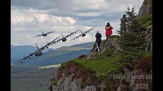 4 X USAF  MC-130 in close formation Low level in the Mach Loop