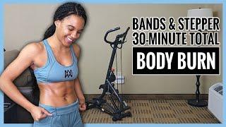 30 Minute Mini Stepper Workout with Resistance Bands for Killer Cardio! Burn Belly Fat